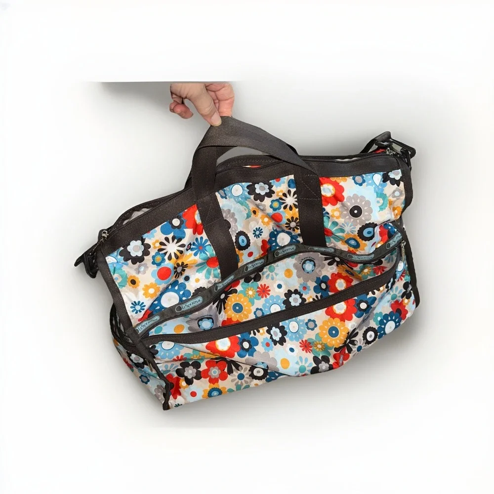 LeSportsac large weekender Flower Power Bright Retro Pop Floral Print Bag 20x15